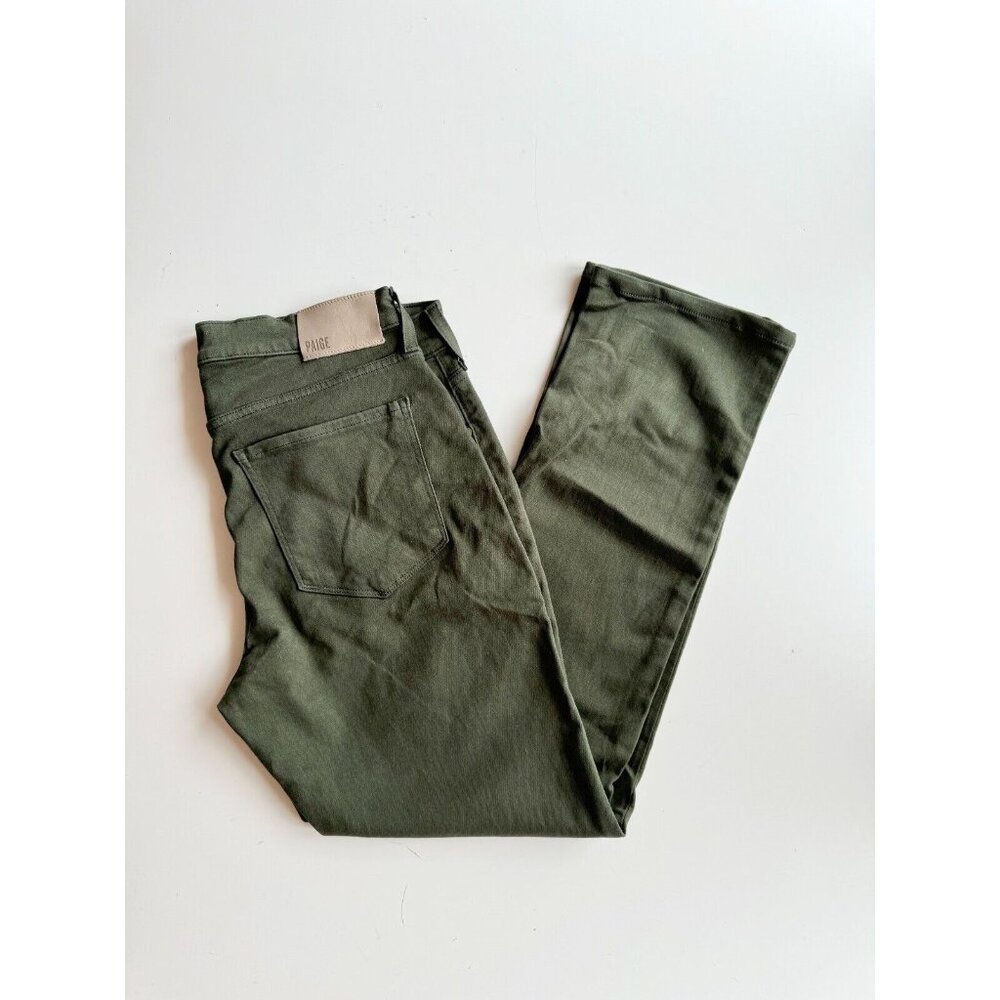 Men's PAIGE Federal Pine Green Transcend Stretch Slim Straight Jeans, Size 33 - Picture 5 of 15
